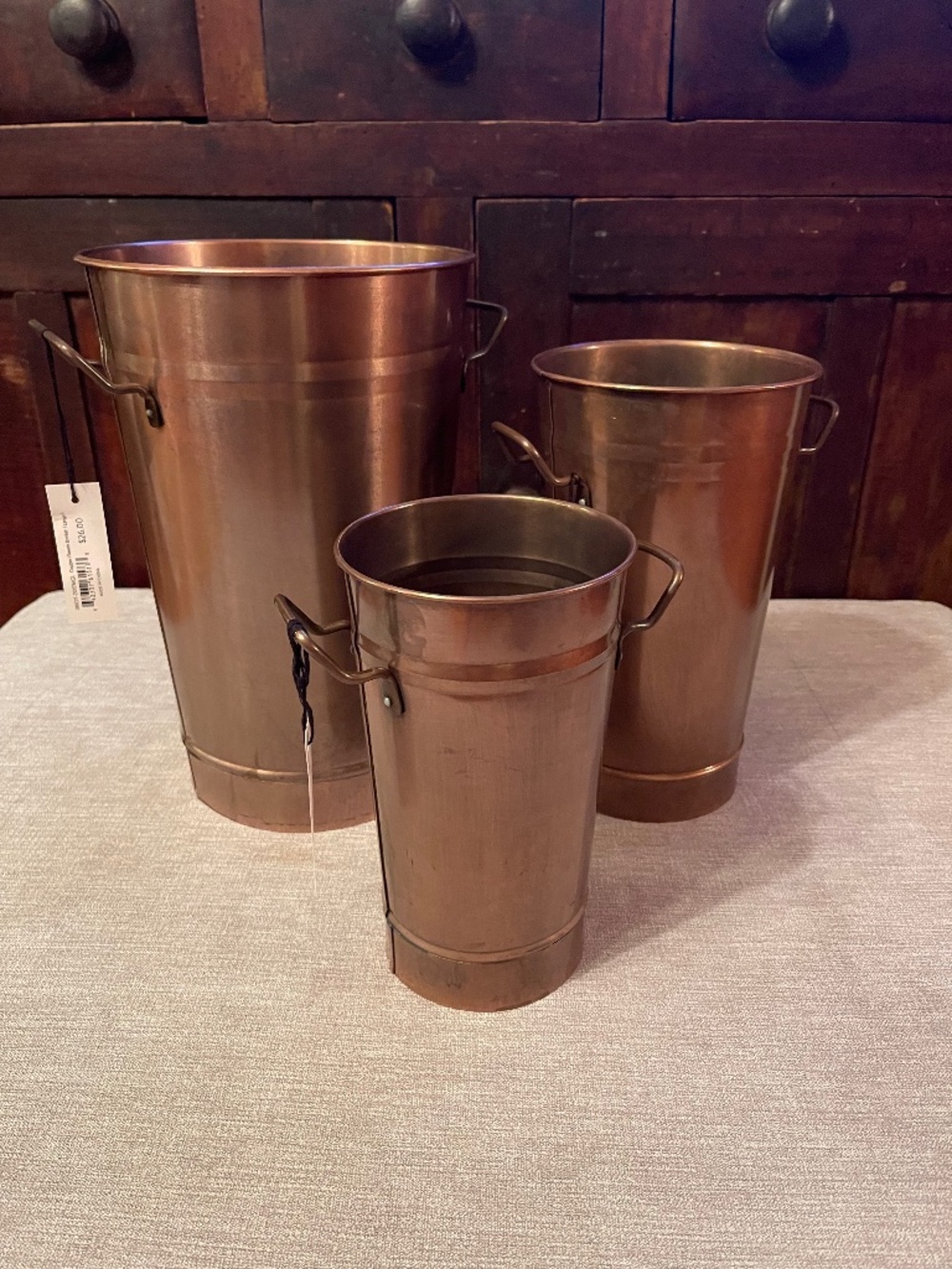 NEW Magnolia Copper Flower Bucket Vase - Set of 3 - Joanna Gaines